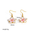 Colorful Drip Oil Flower Earring Necklace Jewelry Set In 18K Gold Stainless Steel With Little Fresh Floral Style