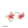 Colorful Drip Oil Flower Earring Necklace Jewelry Set In 18K Gold Stainless Steel With Little Fresh Floral Style
