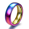 Colorful Electroplated Tungsten Steel Geometric Smooth Plain Couple Rings Unisex Fashion Jewelry Wholesale