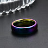 Colorful Electroplated Tungsten Steel Geometric Smooth Plain Couple Rings Unisex Fashion Jewelry Wholesale