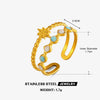 Colorful Enamel Geometric Open Ring For Women Electroplated Stainless Steel With Line Pattern
