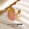 Colorful Enamel Stainless Steel Flower Ring For Women With Gold Tone Electroplated Floral Geometric Design