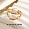 Colorful Enamel Stainless Steel Flower Ring For Women With Gold Tone Electroplated Floral Geometric Design