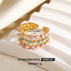 Colorful Enamel Stainless Steel Flower Ring For Women With Gold Tone Electroplated Floral Geometric Design