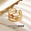 Colorful Enamel Stainless Steel Flower Ring For Women With Gold Tone Electroplated Floral Geometric Design