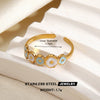 Colorful Enamel Stainless Steel Flower Ring For Women With Gold Tone Electroplated Floral Geometric Design