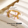 Colorful Enamel Stainless Steel Flower Ring For Women With Gold Tone Electroplated Floral Geometric Design