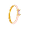 Colorful Epoxy And Zircon Inlaid Geometric Copper Ring With 18K Gold Electroplated Finish For Women And Unisex