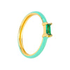 Colorful Epoxy And Zircon Inlaid Geometric Copper Ring With 18K Gold Electroplated Finish For Women And Unisex