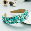 Colorful Fabric Wide Edge Headband With Diamond Embellishment Elegant Fashion Hair Accessory For Women