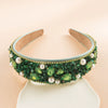 Colorful Fabric Wide Edge Headband With Diamond Embellishment Elegant Fashion Hair Accessory For Women