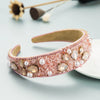 Colorful Fabric Wide Edge Headband With Diamond Embellishment Elegant Fashion Hair Accessory For Women