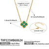 Colorful Four Leaf Flower Necklace And Earrings Jewelry Set In Stainless Steel With Gold Plated Finish Zircon Pendant And Snake Bone Chain For Women