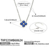 Colorful Four Leaf Flower Necklace And Earrings Jewelry Set In Stainless Steel With Gold Plated Finish Zircon Pendant And Snake Bone Chain For Women