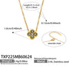 Colorful Four Leaf Flower Necklace And Earrings Jewelry Set In Stainless Steel With Gold Plated Finish Zircon Pendant And Snake Bone Chain For Women
