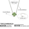 Colorful Four Leaf Flower Necklace And Earrings Jewelry Set In Stainless Steel With Gold Plated Finish Zircon Pendant And Snake Bone Chain For Women