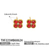 Colorful Four Leaf Flower Necklace And Earrings Jewelry Set In Stainless Steel With Gold Plated Finish Zircon Pendant And Snake Bone Chain For Women