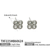 Colorful Four Leaf Flower Necklace And Earrings Jewelry Set In Stainless Steel With Gold Plated Finish Zircon Pendant And Snake Bone Chain For Women