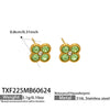 Colorful Four Leaf Flower Necklace And Earrings Jewelry Set In Stainless Steel With Gold Plated Finish Zircon Pendant And Snake Bone Chain For Women