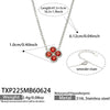 Colorful Four Leaf Flower Necklace And Earrings Jewelry Set In Stainless Steel With Gold Plated Finish Zircon Pendant And Snake Bone Chain For Women