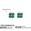 Colorful Four Leaf Flower Necklace And Earrings Jewelry Set In Stainless Steel With Gold Plated Finish Zircon Pendant And Snake Bone Chain For Women