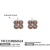 Colorful Four Leaf Flower Necklace And Earrings Jewelry Set In Stainless Steel With Gold Plated Finish Zircon Pendant And Snake Bone Chain For Women