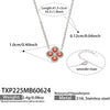 Colorful Four Leaf Flower Necklace And Earrings Jewelry Set In Stainless Steel With Gold Plated Finish Zircon Pendant And Snake Bone Chain For Women