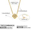 Colorful Four Leaf Flower Necklace And Earrings Jewelry Set In Stainless Steel With Gold Plated Finish Zircon Pendant And Snake Bone Chain For Women