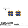 Colorful Four Leaf Flower Necklace And Earrings Jewelry Set In Stainless Steel With Gold Plated Finish Zircon Pendant And Snake Bone Chain For Women