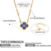 Colorful Four Leaf Flower Necklace And Earrings Jewelry Set In Stainless Steel With Gold Plated Finish Zircon Pendant And Snake Bone Chain For Women