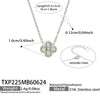 Colorful Four Leaf Flower Necklace And Earrings Jewelry Set In Stainless Steel With Gold Plated Finish Zircon Pendant And Snake Bone Chain For Women