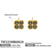 Colorful Four Leaf Flower Necklace And Earrings Jewelry Set In Stainless Steel With Gold Plated Finish Zircon Pendant And Snake Bone Chain For Women