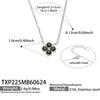 Colorful Four Leaf Flower Necklace And Earrings Jewelry Set In Stainless Steel With Gold Plated Finish Zircon Pendant And Snake Bone Chain For Women