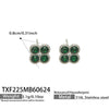 Colorful Four Leaf Flower Necklace And Earrings Jewelry Set In Stainless Steel With Gold Plated Finish Zircon Pendant And Snake Bone Chain For Women