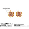Colorful Four Leaf Flower Necklace And Earrings Jewelry Set In Stainless Steel With Gold Plated Finish Zircon Pendant And Snake Bone Chain For Women