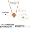 Colorful Four Leaf Flower Necklace And Earrings Jewelry Set In Stainless Steel With Gold Plated Finish Zircon Pendant And Snake Bone Chain For Women
