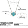 Colorful Four Leaf Flower Necklace And Earrings Jewelry Set In Stainless Steel With Gold Plated Finish Zircon Pendant And Snake Bone Chain For Women