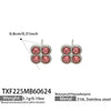 Colorful Four Leaf Flower Necklace And Earrings Jewelry Set In Stainless Steel With Gold Plated Finish Zircon Pendant And Snake Bone Chain For Women