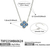 Colorful Four Leaf Flower Necklace And Earrings Jewelry Set In Stainless Steel With Gold Plated Finish Zircon Pendant And Snake Bone Chain For Women