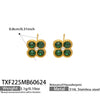 Colorful Four Leaf Flower Necklace And Earrings Jewelry Set In Stainless Steel With Gold Plated Finish Zircon Pendant And Snake Bone Chain For Women