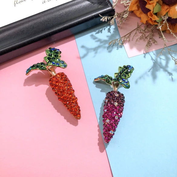 Colorful Fruit Crystal Brooch With Fresh Grape Strawberry Radish Design For Women's Silk Scarf And Cardigan Accessories