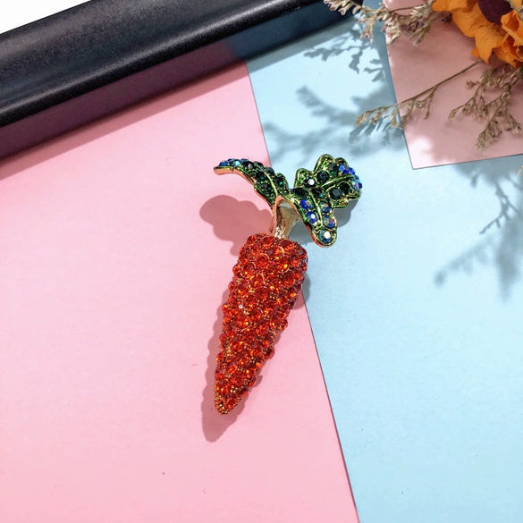 Colorful Fruit Crystal Brooch With Fresh Grape Strawberry Radish Design For Women's Silk Scarf And Cardigan Accessories