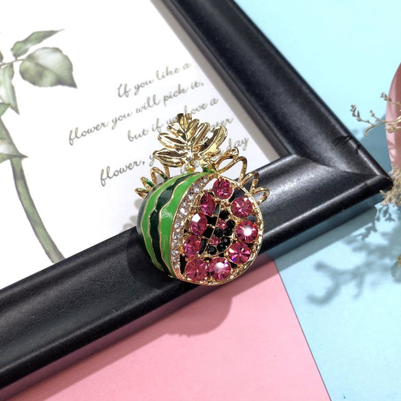 Colorful Fruit Crystal Brooch With Fresh Grape Strawberry Radish Design For Women's Silk Scarf And Cardigan Accessories