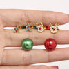 Colorful Geometric Elk Stainless Steel Earrings With Beaded Ear Plug Design Electroplated Women's Fashion Jewelry