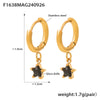 Colorful Glass Diamond Fivepointed Star Pierced Earrings Plated With Real Gold In Niche Style Made Of Stainless Steel And Glass Drill With Electroplating Process