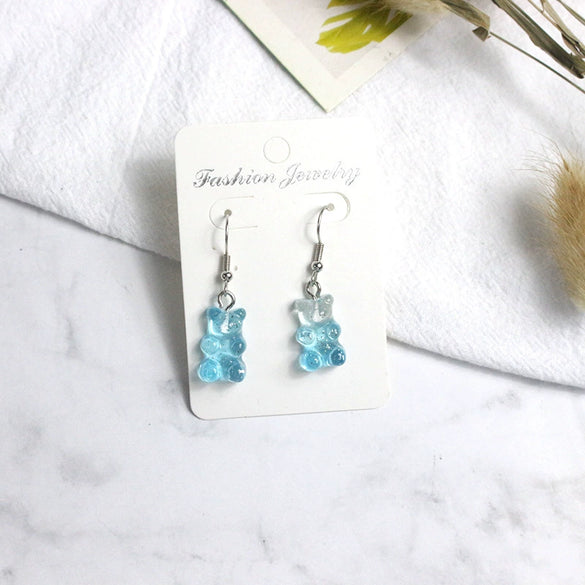 Colorful Gradient Bear Earrings Cute Cartoon Animal Earrings For Women Plastic Resin Statement Jewelry