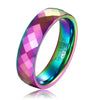 Colorful Gradient Electroplated Tungsten Steel Geometric Couple Rings With Minimalist Unisex Design Wholesale Jewelry
