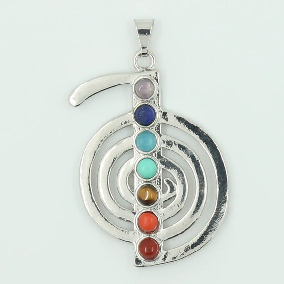 Colorful Natural Stone And Alloy Seven Leaf Flower Moon Angel Wing Geometric Pendant Simple Fashion Jewelry