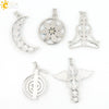 Colorful Natural Stone And Alloy Seven Leaf Flower Moon Angel Wing Geometric Pendant Simple Fashion Jewelry