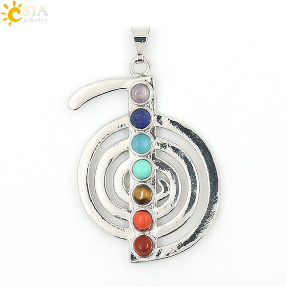 Colorful Natural Stone And Alloy Seven Leaf Flower Moon Angel Wing Geometric Pendant Simple Fashion Jewelry